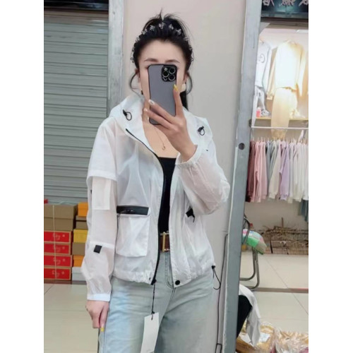歐洲站防曬衣女潮款長袖連帽雙兜拉鍊小衆時尚百搭短款薄防曬外套