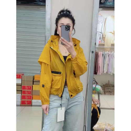 歐洲站防曬衣女潮款長袖連帽雙兜拉鍊小衆時尚百搭短款薄防曬外套