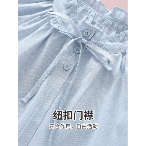 女童白色七分褲子夏季新款兒童純色濶腿褲女孩夏裝大童夏天山本褲