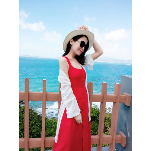 親子裝2023夏裝新款母女裝洋氣海邊度假露背長裙沙灘裙顯瘦連衣裙