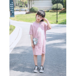 以匠/2025夏裝新款時尚洋氣母女裝親子裝/韓版寬松純棉粉色連衣裙
