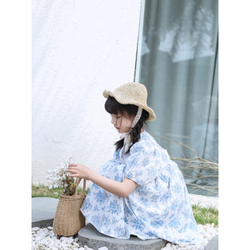 2025夏裝新款小碎花度假風純棉親子裝長裙/文藝寬松母女裝連衣裙