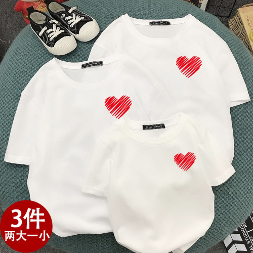不一樣的親子裝一家三口四口2024新款夏季洋氣母子母女裝短袖t恤