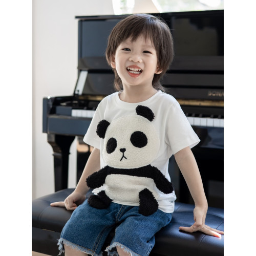 可愛卡通立體小熊貓衣服親子裝T恤短袖兒童男童女童寶寶上衣夏季