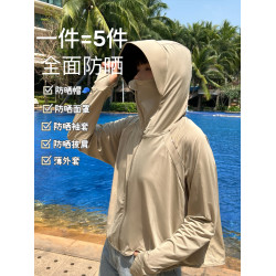 2023年新款黑膠帽簷披肩涼感防曬衣女夏防紫外線遮陽透氣防曬服