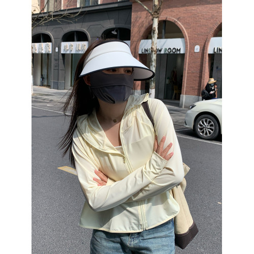 2023年新款黑膠帽簷披肩涼感防曬衣女夏防紫外線遮陽透氣防曬服