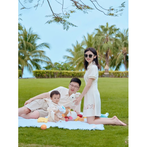 炸街親子裝一家三口夏裝漢服母子母女裝小月齡嬰兒短袖T恤連衣裙