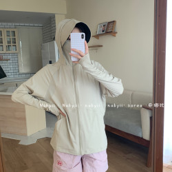 娜比】冰絲涼感防曬衣女UPF50+新款防紫外線連帽護臉防曬服夏