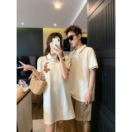 高級親子裝一家三口夏裝母子裝母女裝嬰兒短袖t恤POLO衫連衣裙潮