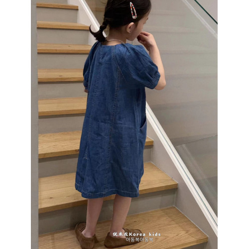 波拉bora韓國童裝女童連衣裙2025新款洋氣女孩牛仔裙薄款時髦夏裝