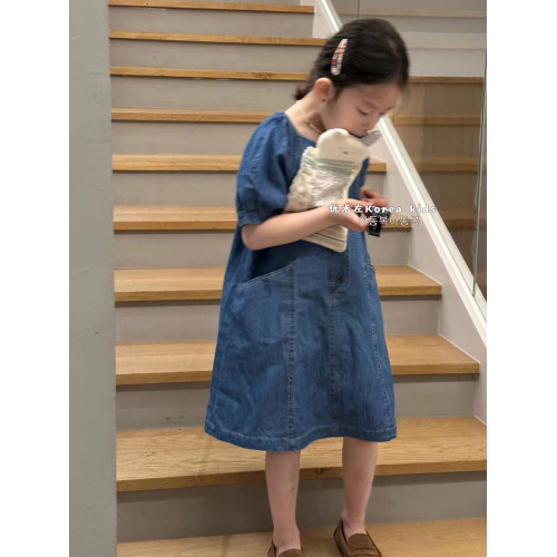波拉bora韓國童裝女童連衣裙2025新款洋氣女孩牛仔裙薄款時髦夏裝