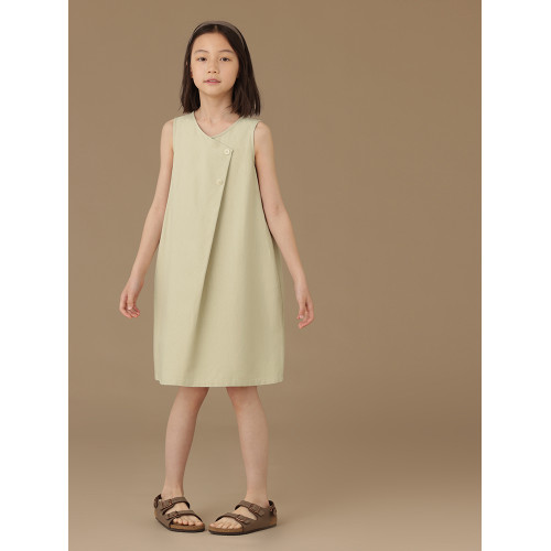 哈齒童裝兒童淺綠色無袖背心裙女孩夏裝設計感裙子女童連衣裙洋氣