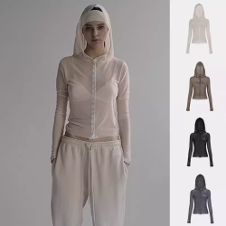 韓國badblood時尚連帽防曬服潮美式辣妹寬松開衫字母外套女防曬衣