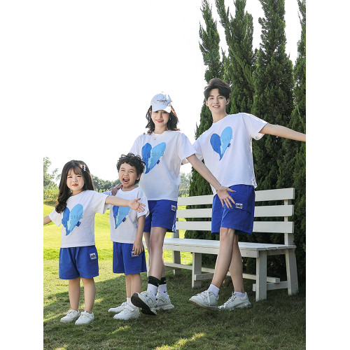 親子裝夏裝一家三口2025新款母女高級感母子四口t恤運動套裝夏季