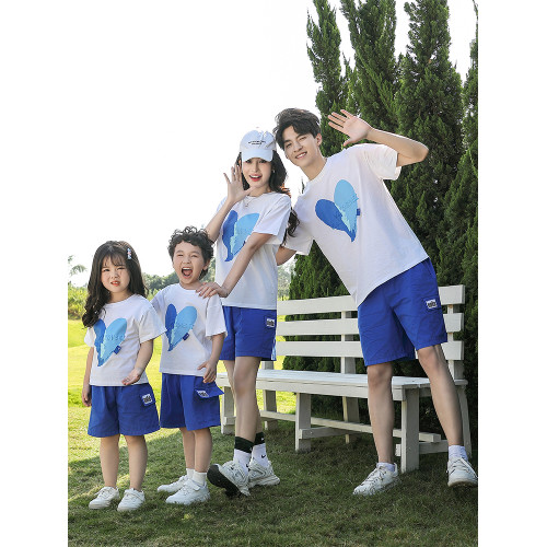 親子裝夏裝一家三口2025新款母女高級感母子四口t恤運動套裝夏季