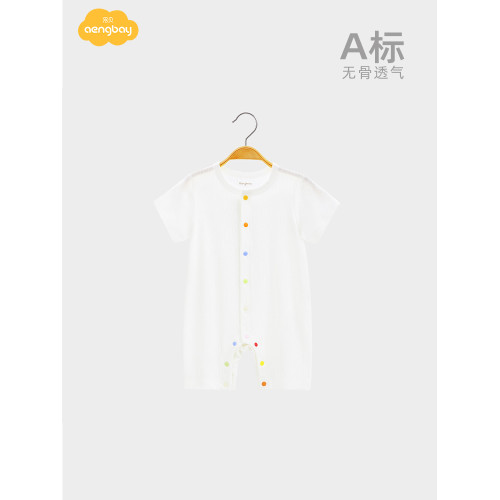 Aengbay嬰兒連體衣夏季短袖哈衣新生兒家居服半袖睡衣寶寶衣服夏