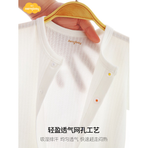 Aengbay嬰兒連體衣夏季短袖哈衣新生兒家居服半袖睡衣寶寶衣服夏