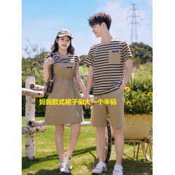 2024親子裝夏裝母女背帶裙洋氣夏季休閒裝一家四口夏裝時尚家庭裝