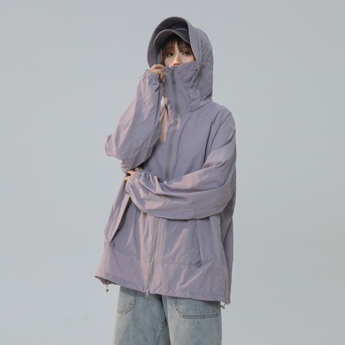 minette夏季女大帽簷防曬衣戶外寬松輕薄防紫外線休閒服透氣外套