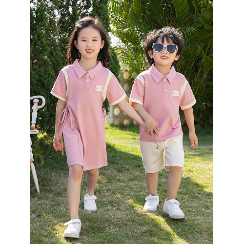 親子裝2025新款母女裝連衣裙一家三口POLO衫夏季高級四口洋氣裙子