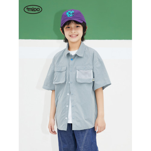 【親子裝】mipo夏季兒童短袖襯衫男童2025新款女童輕量襯衣潮流