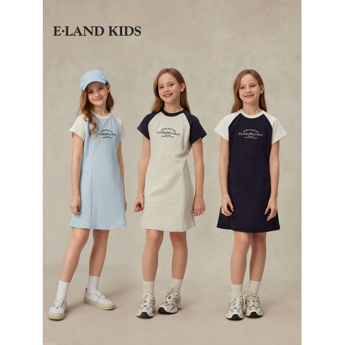 【100%棉】eland kids衣戀童裝女童連衣裙25年夏季新品學院風裙子