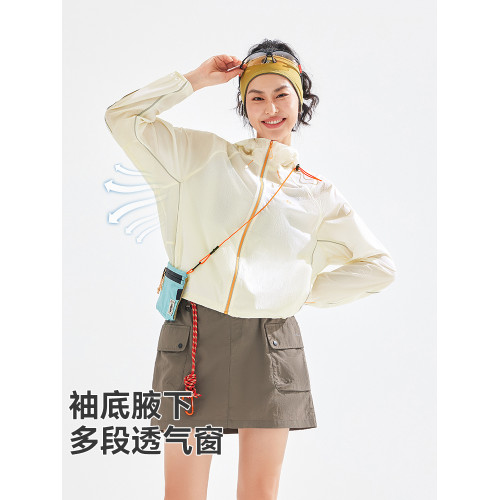 拓路者2025夏季戶外防曬衣女短款輕薄皮膚衣輕量連帽防曬服短外套