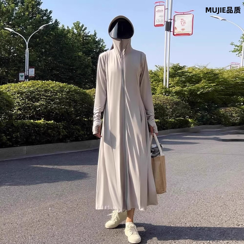 日本MUJIE防曬衣2025新款長款全身騎車冰絲修身防曬防紫外線罩衫