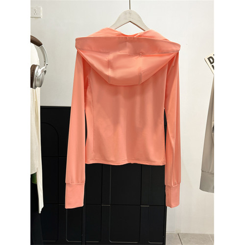 JIUHUAMU~2025夏季輕戶外運動風連帽防曬外套女士修身防曬衣服