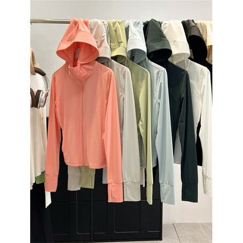 JIUHUAMU~2025夏季輕戶外運動風連帽防曬外套女士修身防曬衣服