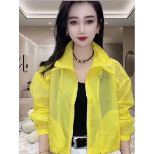 網紅洋氣防曬衣女潮款長袖立領抽繩設計純色時尚百搭休閒防曬外套