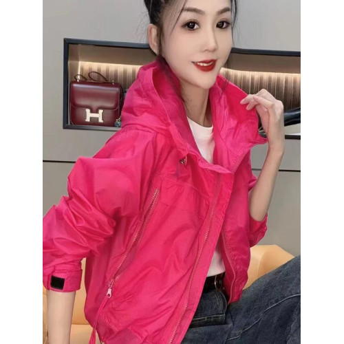 歐洲站防曬衣女新款長袖連帽純色小衆減齡時尚休閒短款上衣外套
