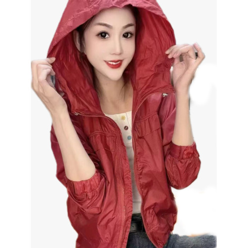 歐洲站防曬衣女新款長袖連帽純色小衆減齡時尚休閒短款上衣外套