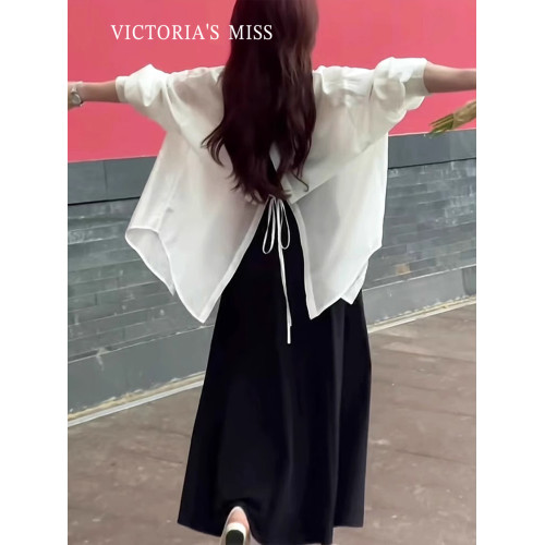 英國VICTORIA'S MISS時尚休閒寬松雪紡防曬衣襯衫女夏季外搭披肩