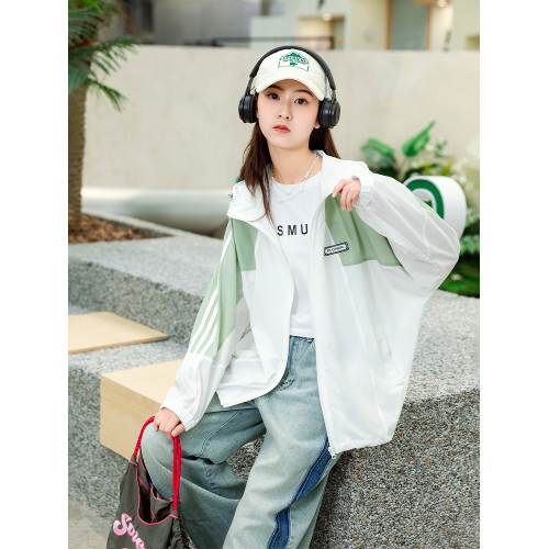 初中生防曬衣少女大童夏季薄款外套高中生夏裝女孩防曬服透氣上衣