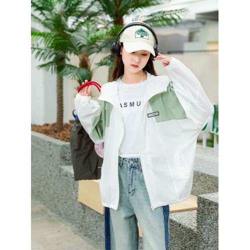 初中生防曬衣少女大童夏季薄款外套高中生夏裝女孩防曬服透氣上衣