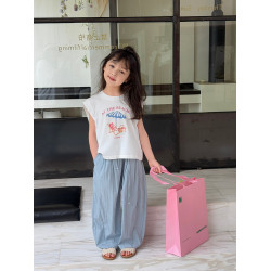 柒號童倉女童韓版卡通圓領背心夏裝新款女大童寬鬆無袖T恤上衣潮