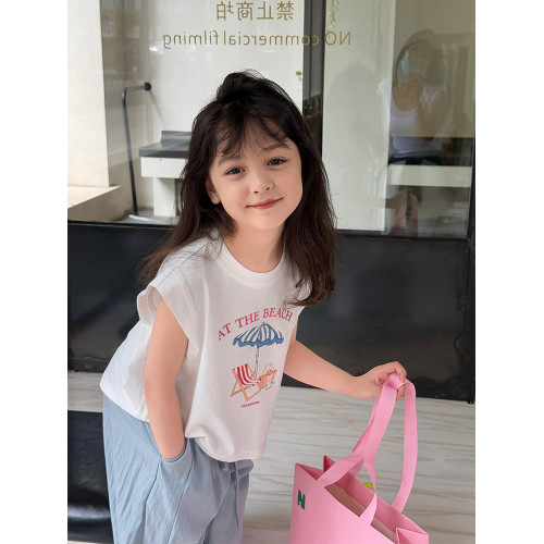柒號童倉女童韓版卡通圓領背心夏裝新款女大童寬鬆無袖T恤上衣潮