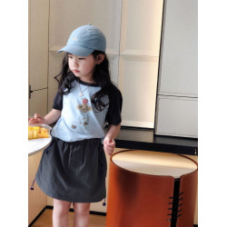 美妞之城女童山系洋氣工裝帶內褲短裙2025夏季新款童裝 親子裝 薄