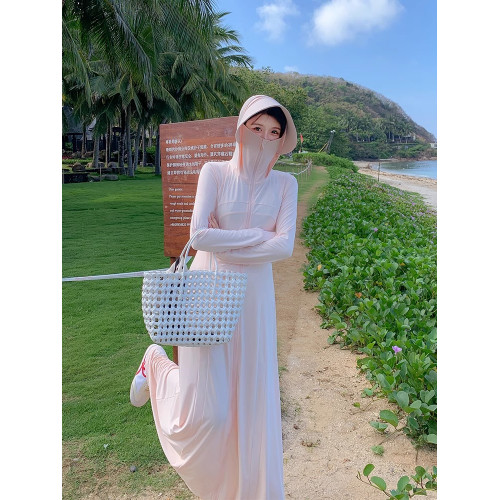 全身防曬衣女2025夏季新款原紗海邊防曬服外套收腰顯瘦長款防曬裙