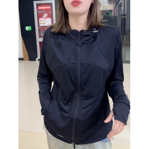 夏季款時尚純色連帽拉鍊款防曬衣女百搭顯瘦減齡上衣通勤防曬外套