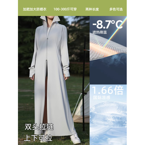 防曬衣長款全身大碼夏季薄款200斤胖mm防紫外線加肥加大防曬服