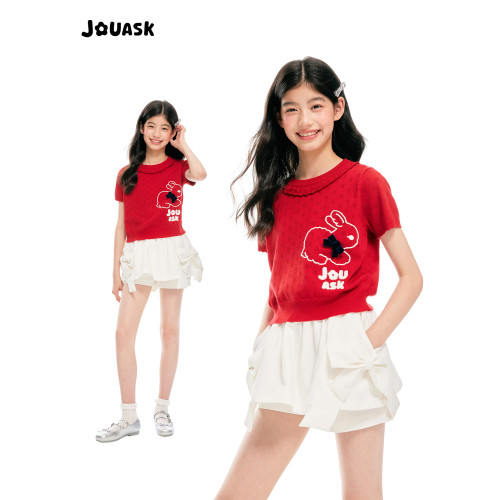 JOUASK童裝白色女童短裙夏季2025新款中大童防走光褲裙休閒半身裙