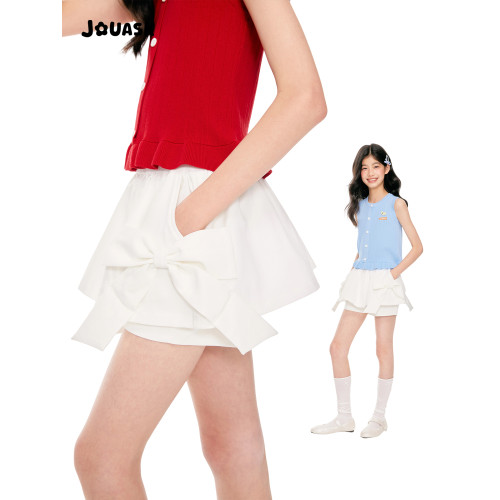 JOUASK童裝白色女童短裙夏季2025新款中大童防走光褲裙休閒半身裙