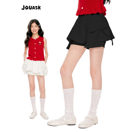 JOUASK童裝白色女童短裙夏季2025新款中大童防走光褲裙休閒半身裙