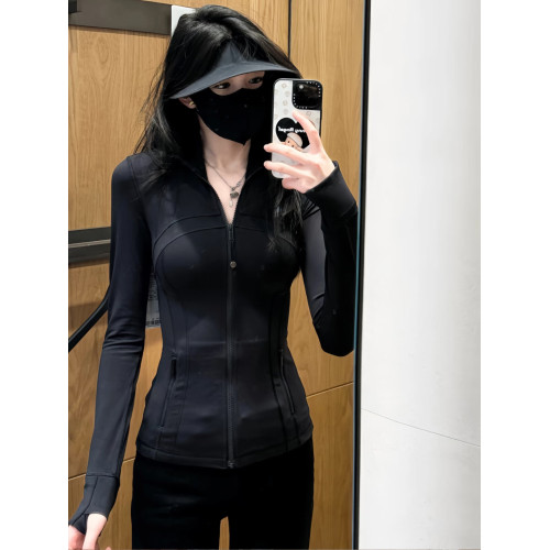 黑色防曬衣女款夏季2025新款修身立領冰絲瑜伽服薄款外套防紫外線