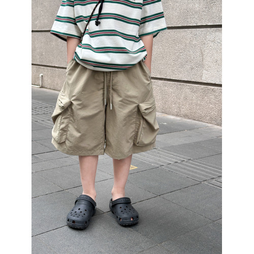 依依媽男童工裝短褲兒童夏裝薄款寶寶寬鬆純色直筒水洗休閒五分褲