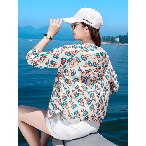 法國Rouje Dsyle印花防曬服女短款透氣ins戶外度假防曬衣薄外套潮