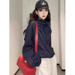 波點連帽防曬衣女2025新款夏季薄款寬松時尚休閒百搭開衫上衣外套