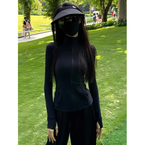 修身冰絲防曬衣女2025新款夏季爬山穿搭緊身外套瑜伽套裝運動上衣